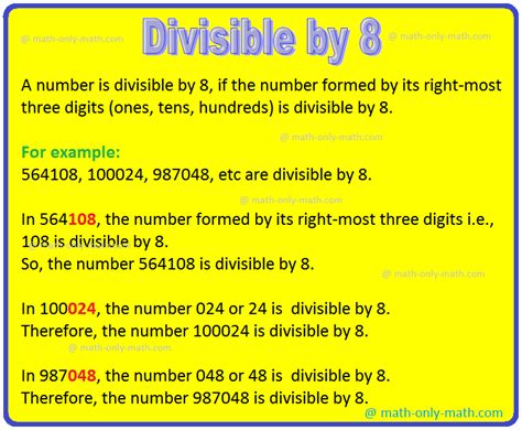 divisible by 8 numbers|Divisible by 8 .